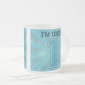 最初誕生日の男の子、私は1才の大きく青い第1です フロストグラスマグカップ (正面右)