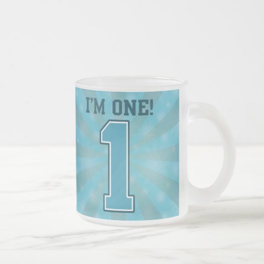 最初誕生日の男の子、私は1才の大きく青い第1です フロストグラスマグカップ (右)