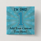 最初誕生日の男の子、私は1才の大きく青い第1です 缶バッジ (正面)