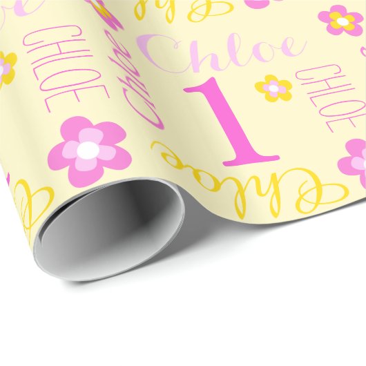 最初誕生日の花の名前をカスタムするのギフト用包装紙 ラッピングペーパー (ロールコーナー)