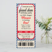 最初誕生日の野球のパーティの招待状 招待状 (スタンド正面)