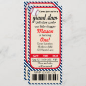 最初誕生日の野球のパーティの招待状 招待状 (正面/裏面)