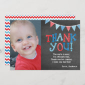 最初誕生日の黒板のサンキューカード|の男の子 サンキューカード (正面/裏面)