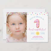 最初誕生日ドーナツ写真カード招待状 招待状 (正面)