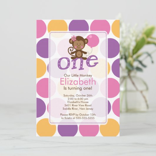 最初誕生日小さい猿の誕生日の招待状 招待状 (スタンド正面)
