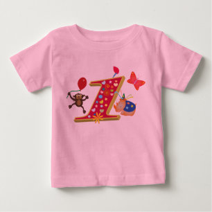 最初誕生日: かわいいおよびおもしろい動物 ベビーTシャツ