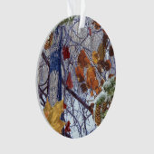 最初雪の冬場面カムフラージュの絵画 オーナメント (正面)