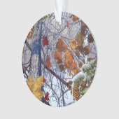最初雪の冬場面カムフラージュの絵画 オーナメント (正面)