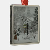 最初雪の秋の町の広場Woodstock、NY メタルオーナメント (右)