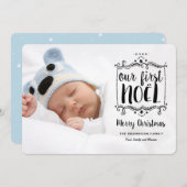 最初Noelのメリークリスマスの休日の写真カード シーズンカード (正面/裏面)