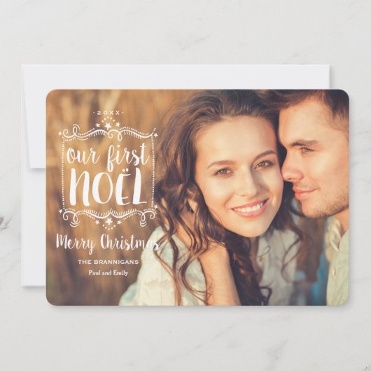 最初Noelのメリークリスマスの休日の写真カード シーズンカード (正面)