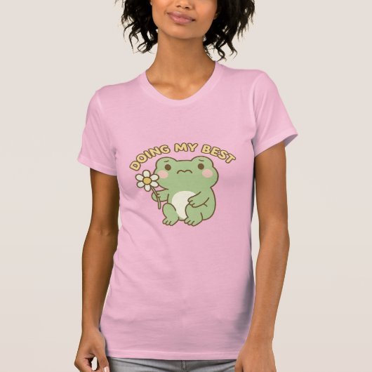 「最善を尽くす」カエル ステッカー/Tシャツ Tシャツ (正面)