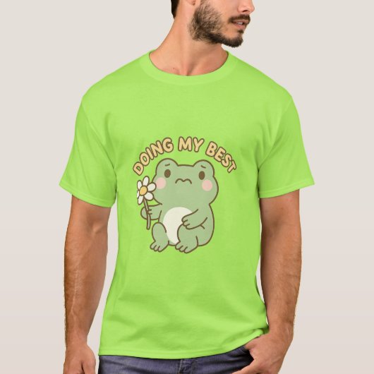 「最善を尽くす」カエルTシャツ Tシャツ (正面)
