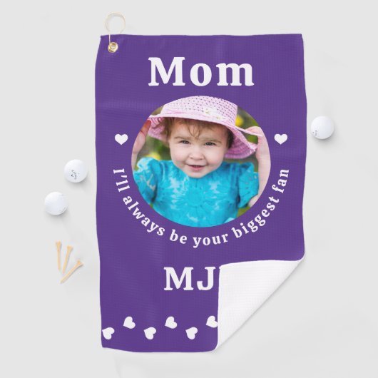 最大のファン – MOM – パープルカスタムシック写真 ゴルフタオル (インサイチュ)