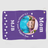 最大のファン – MOM – パープルカスタムシック写真 ゴルフタオル (横)