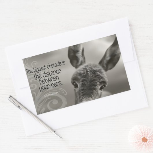 「最大の障害」感動的引用文 長方形シール (封筒)