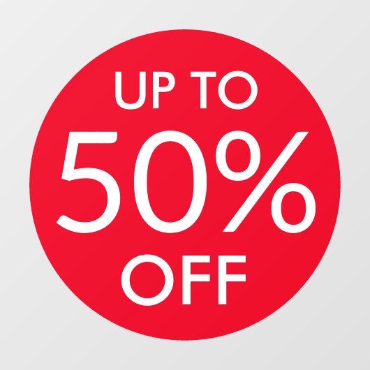 最大カスタム販売%ラウンド販売サイン赤いウィンドウの貼り ウィンドウサイン (シート)