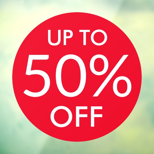 最大カスタム販売%ラウンド販売サイン赤いウィンドウの貼り ウィンドウサイン (シート3)