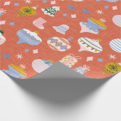 最大クリスマスオレンジ ラッピングペーパー (角)