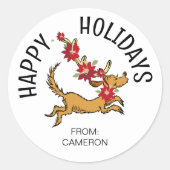 最大クリスマスポインセチア |クリスマスプレゼントラベル ラウンドシール (正面)