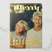 最大スクリプメリートのクリスマス写真 箔シーズンカード (正面)