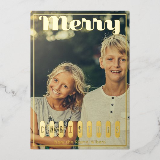 最大スクリプメリートのクリスマス写真 箔シーズンカード (正面)