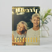 最大スクリプメリートのクリスマス写真 箔シーズンカード (立ち正面)