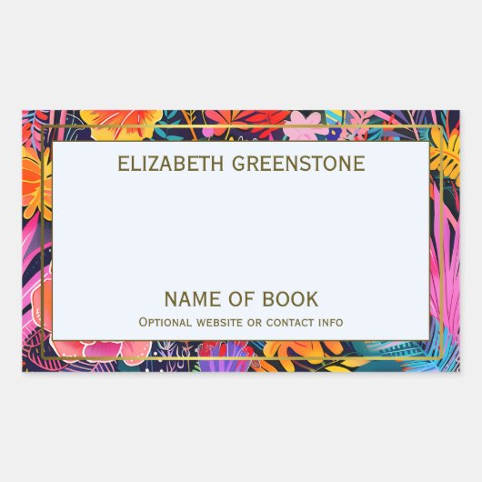 最大主義フローラ作家署名蔵書票 長方形シール (正面)