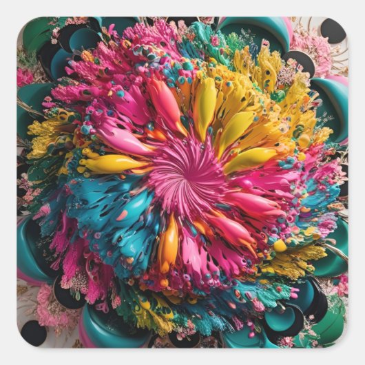 最大主義印刷可能折曲抽象芸術 カラフル スクエアシール (正面)