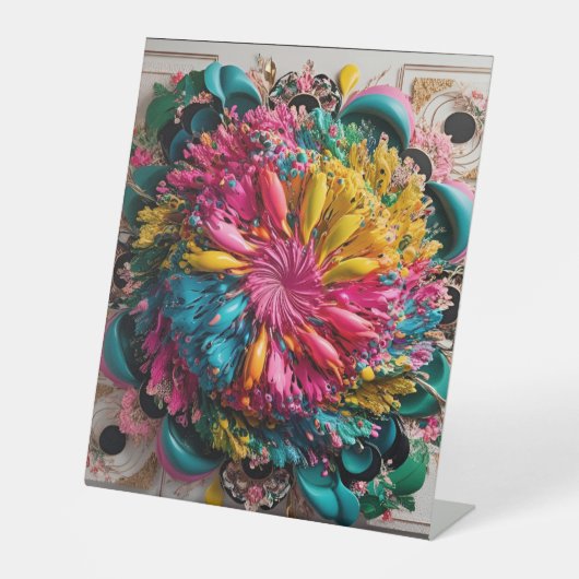 最大主義印刷可能折曲抽象芸術 カラフル 台座サイン (正面)