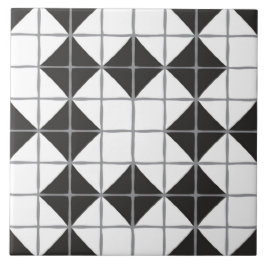 最大表示の幾何学的タイルパターン（白黒） タイル