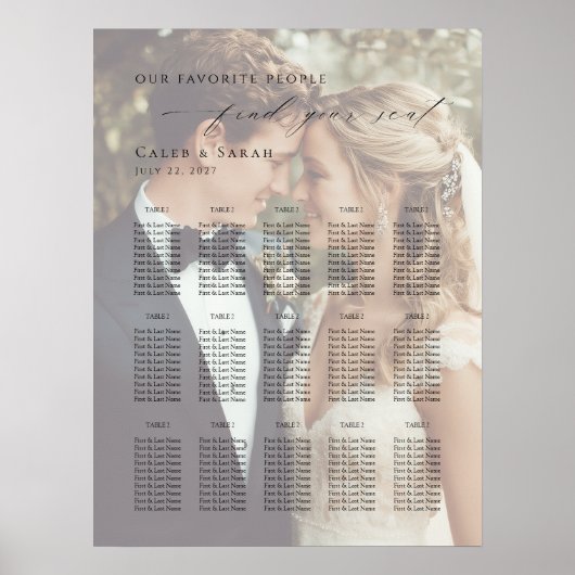 最大15テーブルまでのモダンな写真付き座席表 ポスター (正面)