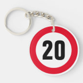 最大20 mph速度制限トラフィックサインキーホルダー キーホルダー (正面)