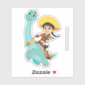 最小およびクローバー | ハッピー女性のカーボーイ&ブロントサウルスライド シール (シート)