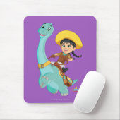 最小およびクローバー | ハッピー女性のカーボーイ&ブロントサウルスライド マウスパッド (マウス)