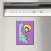 最小およびクローバー | ハッピー女性のカーボーイ&ブロントサウルスライド マグネット (インサイチュ (食洗機))