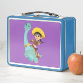 最小およびクローバー | ハッピー女性のカーボーイ&ブロントサウルスライド メタルランチボックス (インサイチュ)