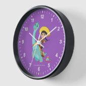 最小およびクローバー | ハッピー女性のカーボーイ&ブロントサウルスライド 壁時計 (傾斜)