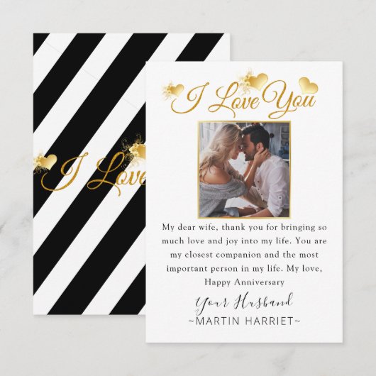 最小の写真で愛を伝える記念日カード 妻へ サンキューカード (正面/裏面)