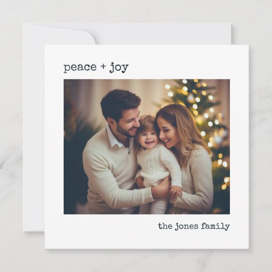 最小の写真を使ったパーソナライズされたホリデーカード シーズンカード (正面)
