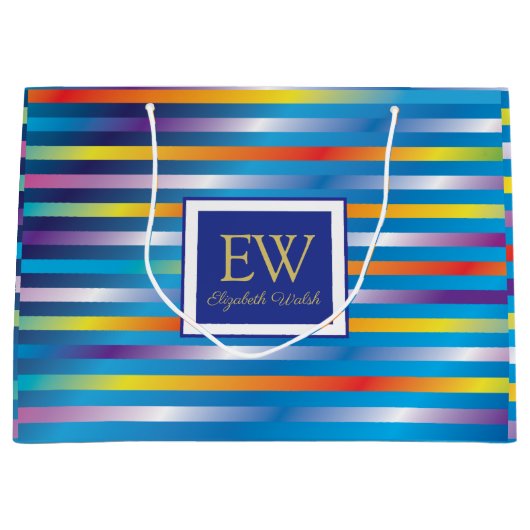 最小エレガントグラデモダンィエントラインデザイン ラージペーパーバッグ (正面)