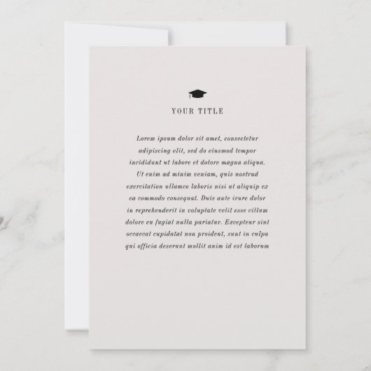 最小クラシック写真卒業 案内状 (裏面)