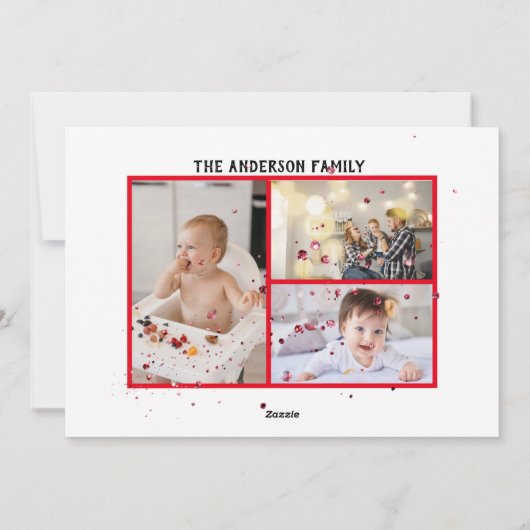 最小モダンクリスマス素朴な写数々の真Holida シーズンカード (裏面)