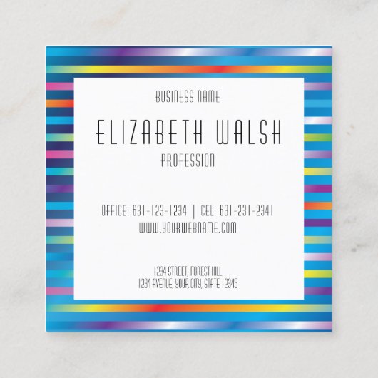 最小モダングラデエレガントーション線デザインSq スクエア名刺 (裏面)