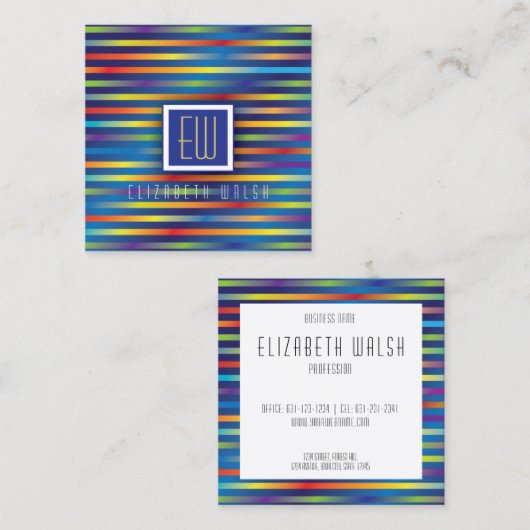 最小モダングラデーショエレガントン線デザイン-2 スクエア名刺 (正面/裏面)