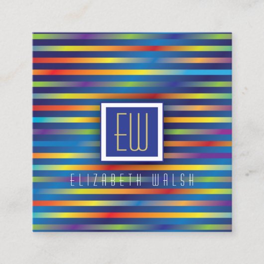 最小モダングラデーショエレガントン線デザイン-2 スクエア名刺 (正面)