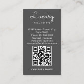 最小モダン不動産仲介業者フォト実在エテートQRコード 名刺 (裏面)