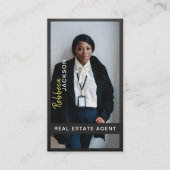 最小モダン不動産仲介業者フォト実在エテートQRコード 名刺 (正面)