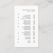 最小モダン白黒サロン価格表スパ 名刺 (正面)