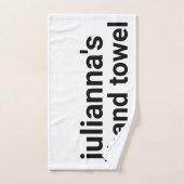 最小モダン白黒名とラベル バスタオルセット (ハンドタオル)